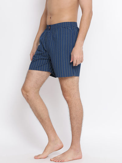Navy Blue Printed Boxer - Men Boxers