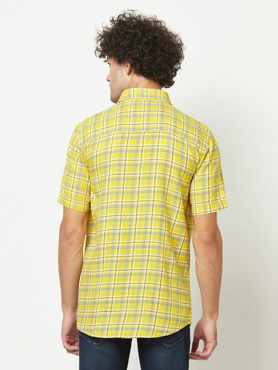  Yellow Short-Sleeved Flannel Shirt 