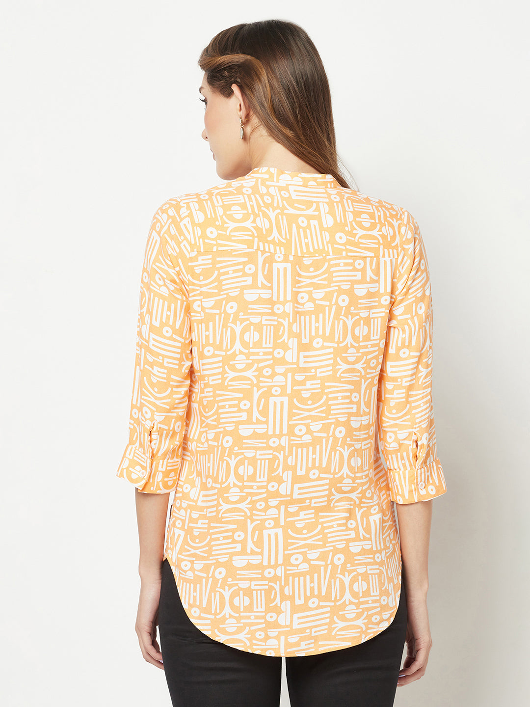  Orange Abstract Print Shirt