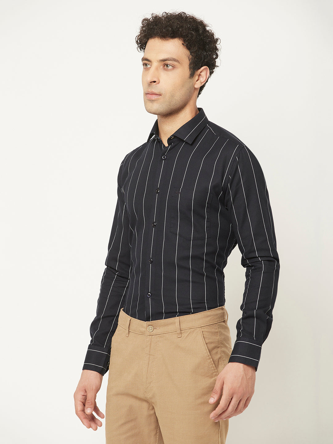   Navy Blue Shirt in Stripes 