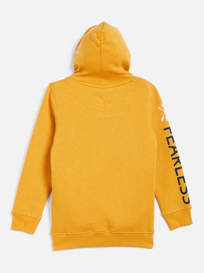 Yellow Printed Hooded Sweatshirt - Boys Sweatshirts