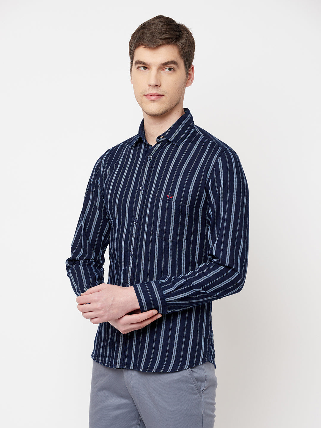 White Striped Casual Shirt - Men Shirts