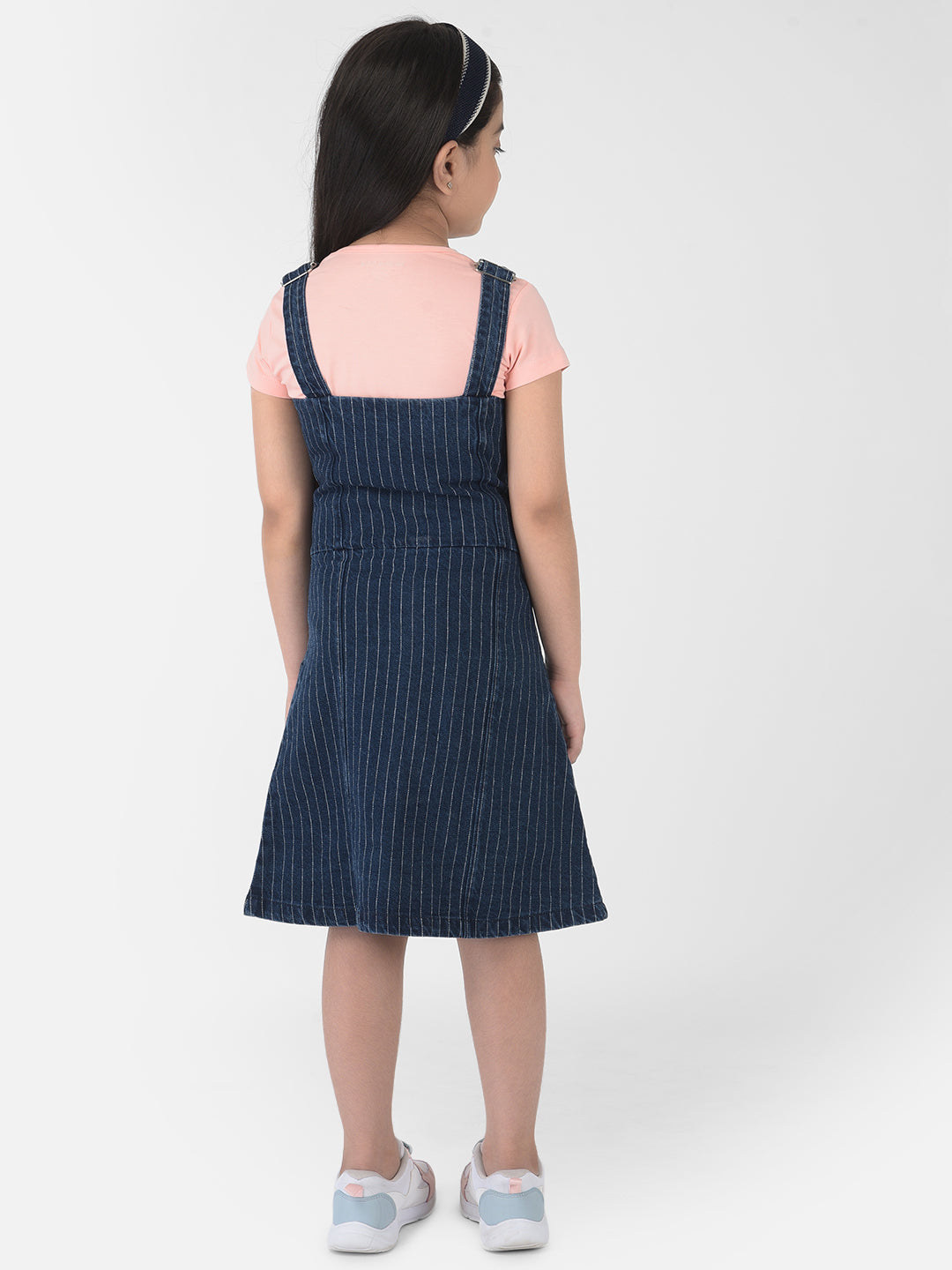 Navy Blue Striped Pinafore Dress - Girls Dress