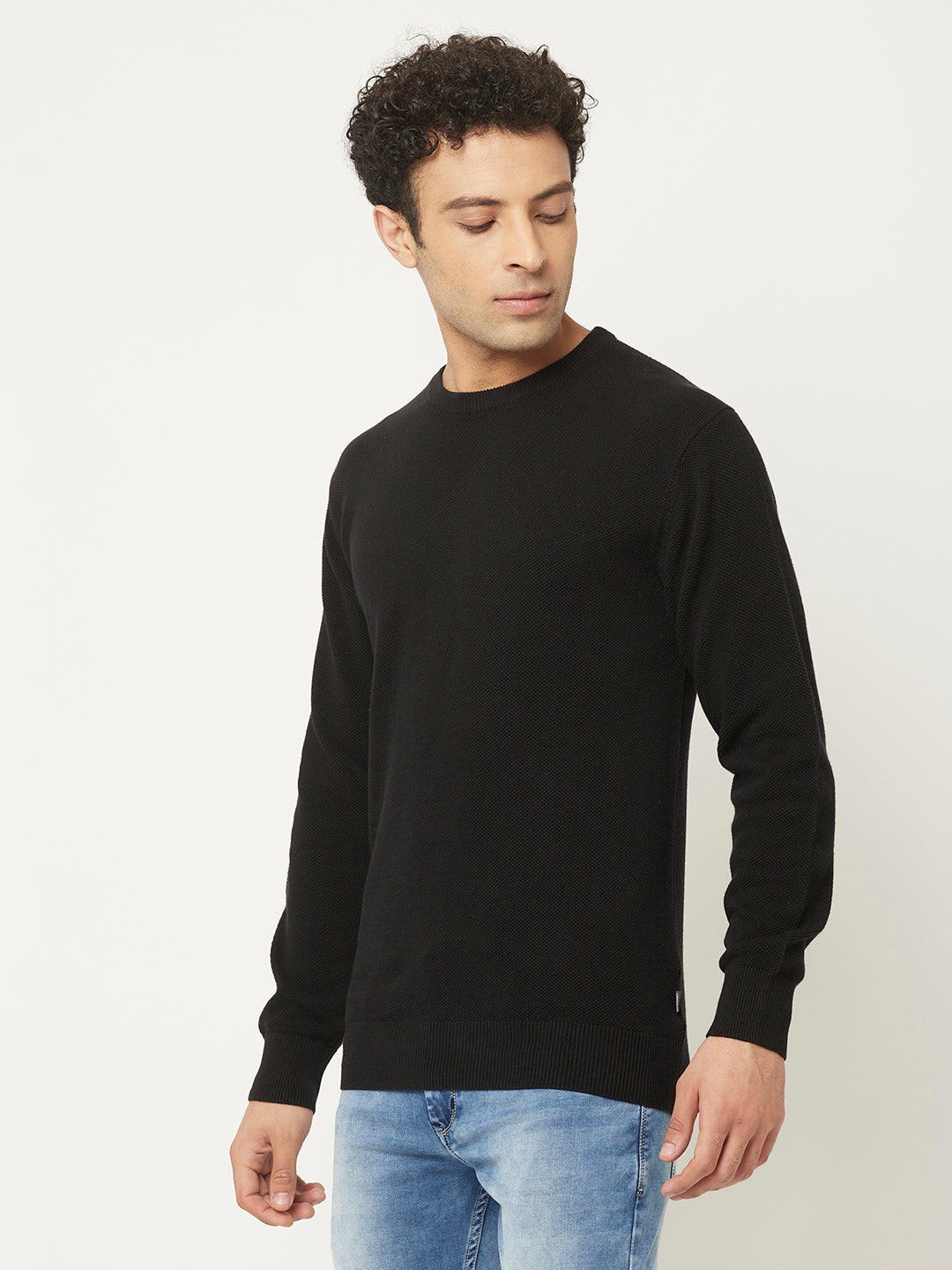 Black Sweater in Regular Cut-Men Sweaters-Crimsoune Club