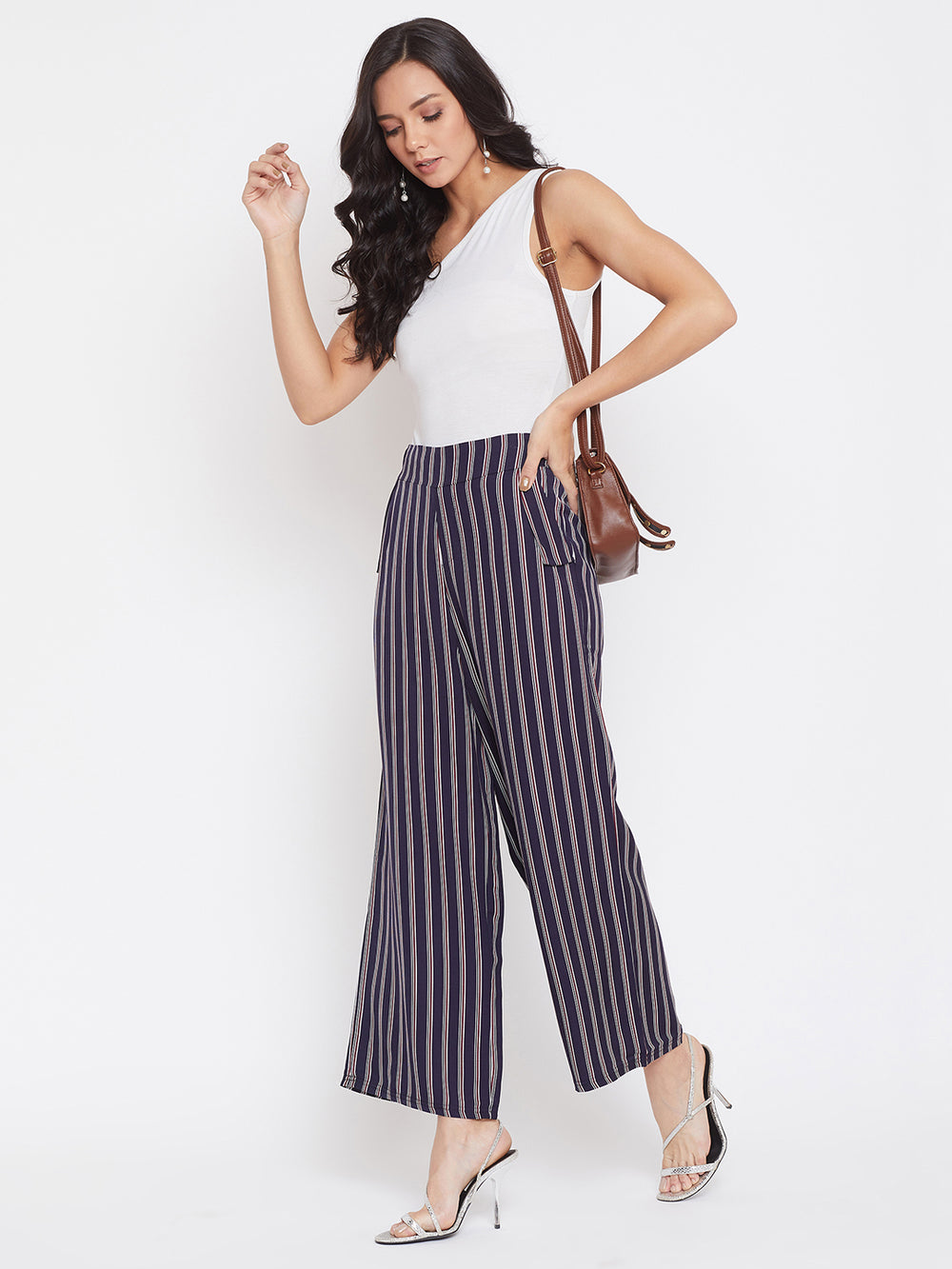 Striped Flared Trousers - Women Trousers