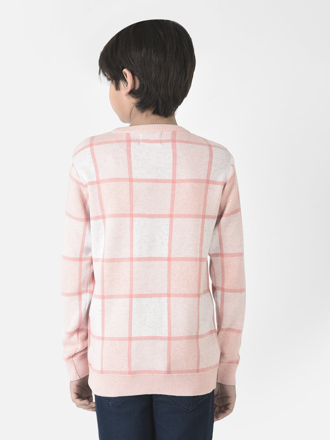  Pink Graph Checked Sweater