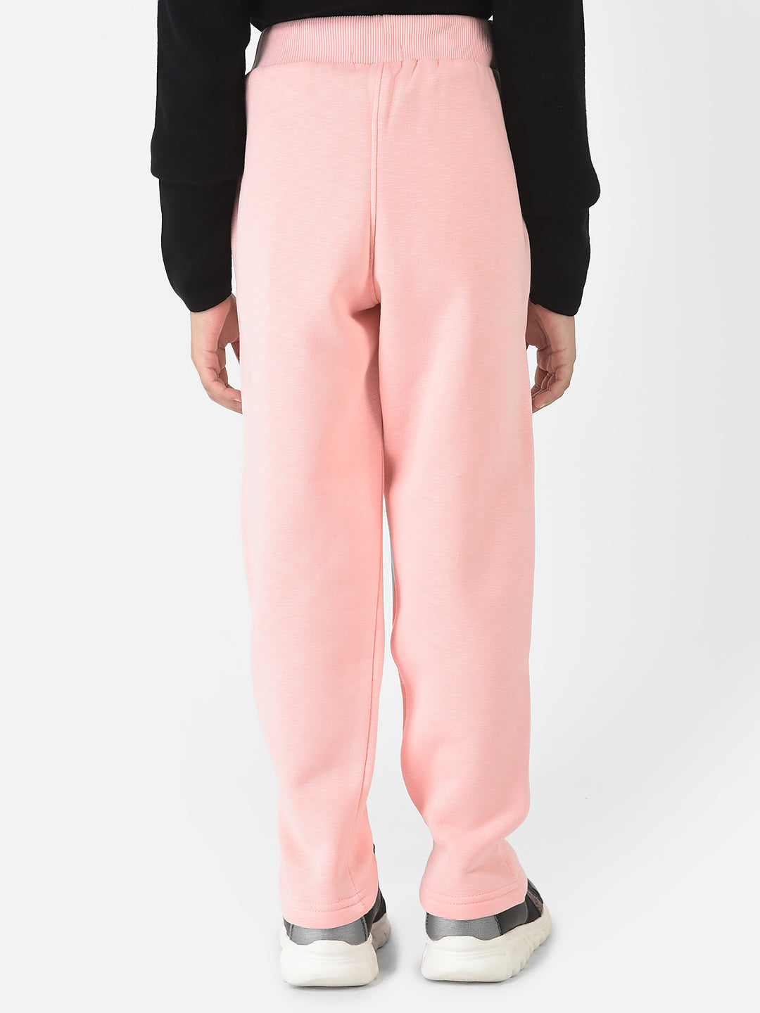 Baby Pink Track Pants with Typographic Detailing Crimsoune Club