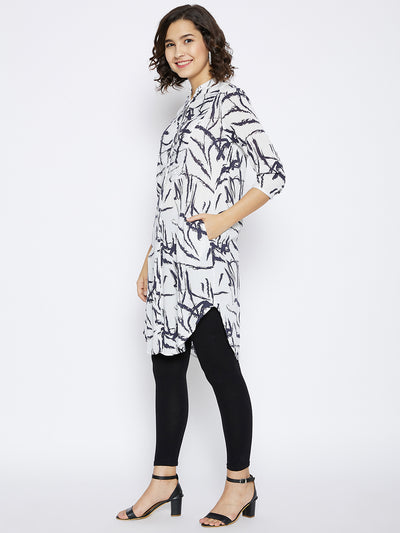 White Printed Slim Fit Kurta - Women Kurtas