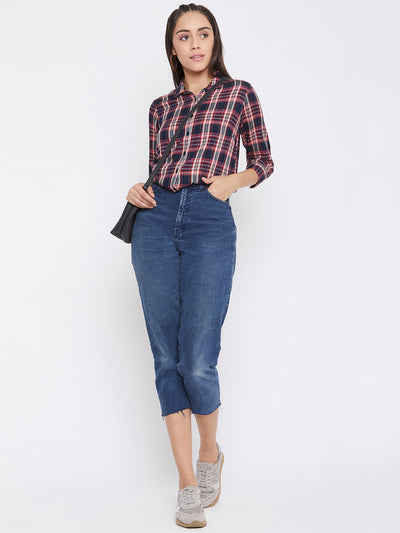 Checked Asymmetrical Shirt - Women Shirts