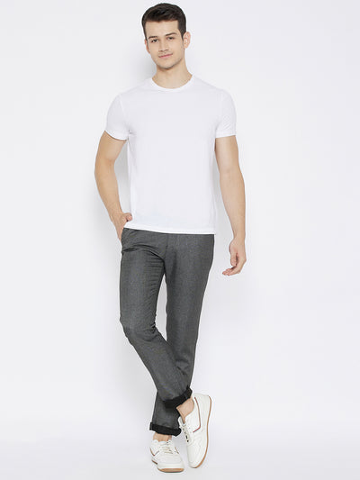 Grey Slim Fit Trousers - Men Trousers