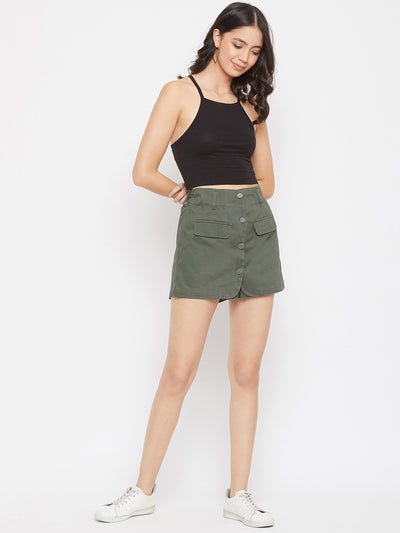 Olive Comfort Fit Skort - Women Skirts