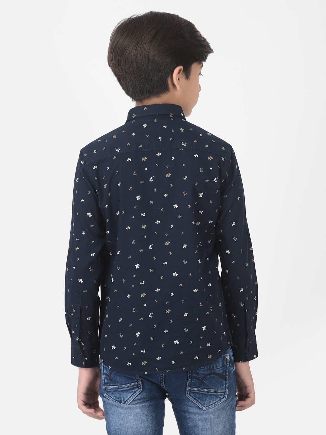 Navy Blue Floral Printed Shirt - Boys Shirts