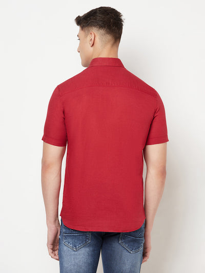 Red Linen Shirt - Men Shirts