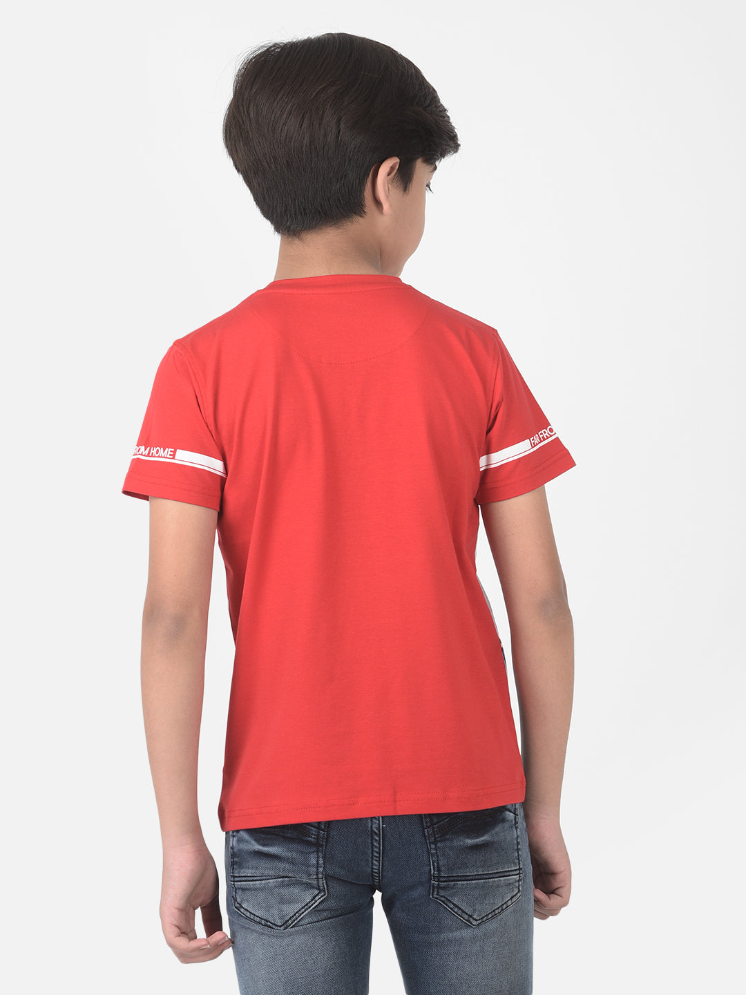 Red Printed Round Neck T-shirt - Boys T-Shirts