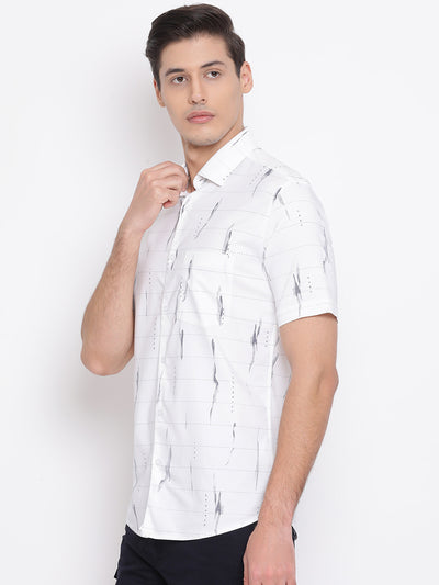 White Printed Slim Fit shirt - Men Shirts