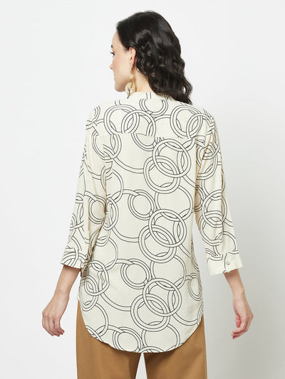 Fawn High-Low Geometric Print Top 