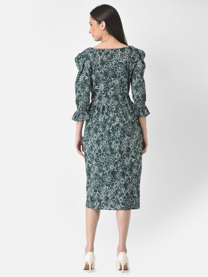  Green Floral Peplum Dress