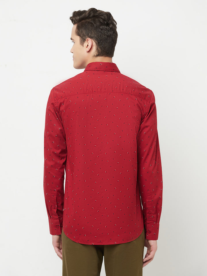 Maroon Floral Printed Shirt - Men Shirts