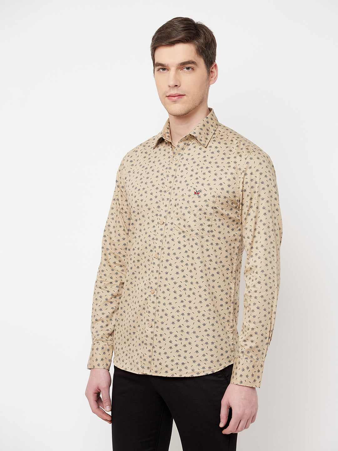 Beige Floral Shirt - Men Shirts