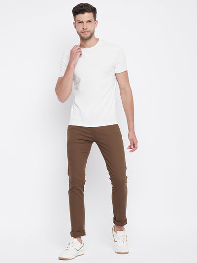 Brown Slim Fit Trousers - Men Trousers