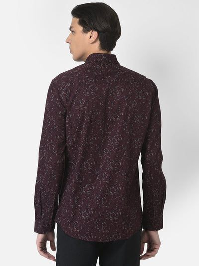 Floral Print Maroon Shirt