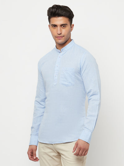 Light Blue Linen Kurta - Men Kurtas