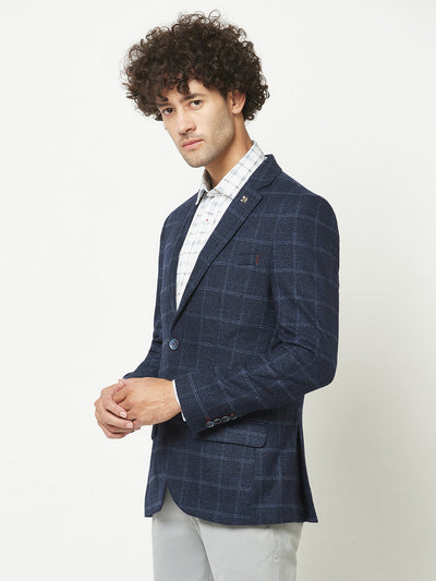  Navy Blue Checkered Blazer