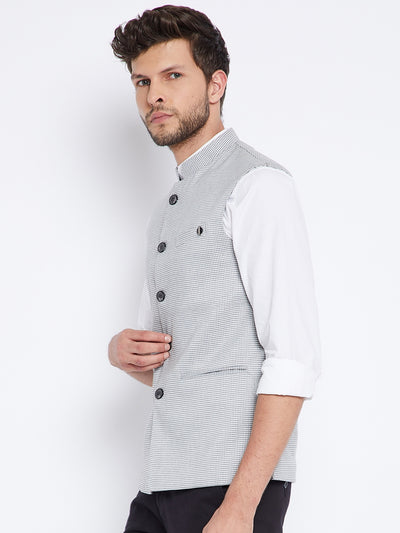 Grey Printed Waistcoat - Men Waist Coat
