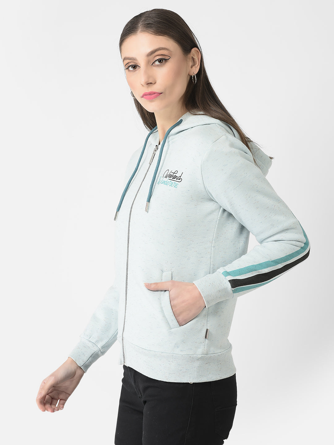  Sky Melange Zipped Hoodie