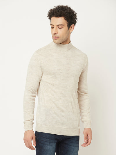 Off White Sweater with Melange Texture-Men Sweaters-Crimsoune Club
