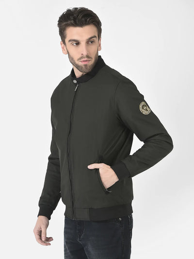  Olive Casual Bomber Jacket 