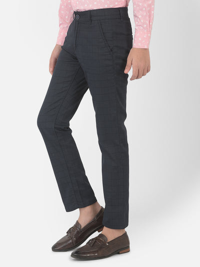 Navy Blue Checked Trousers - Boys Trousers