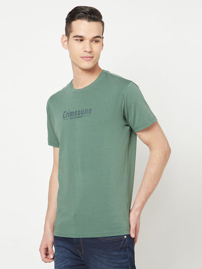Green Printed Round Neck T-Shirt - Men T-Shirts