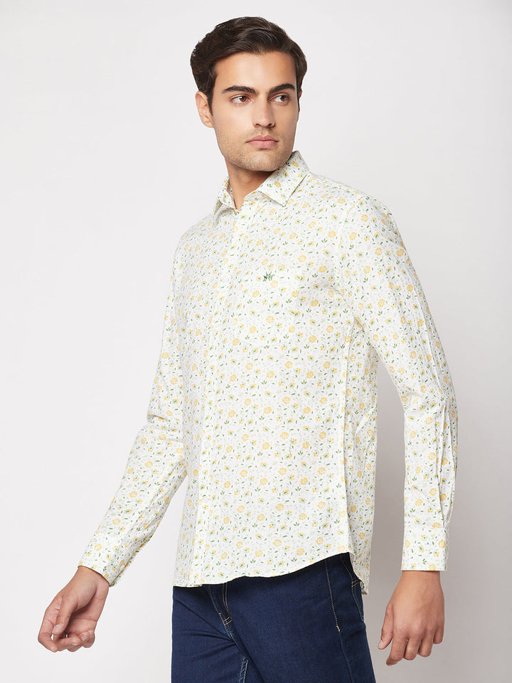  Floral-Print Cotton Shirt