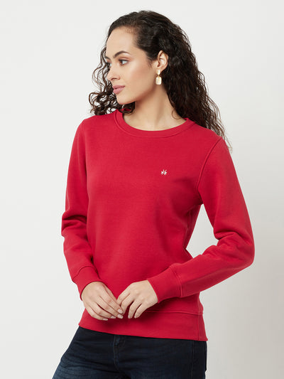 Red Sweatshirt-Women Sweatshirts-Crimsoune Club