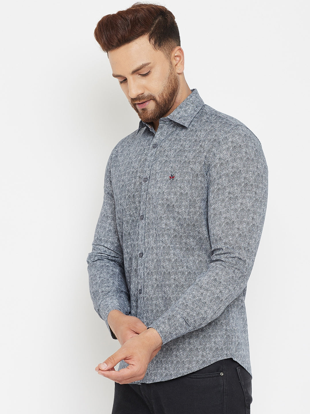 Grey Printed Shirt - Men Shirts