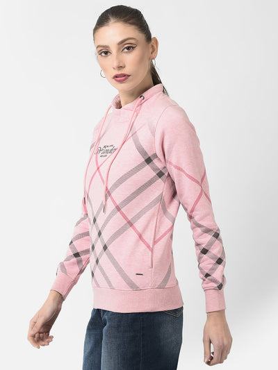  Pink Diagonal Checked Sweatshirt