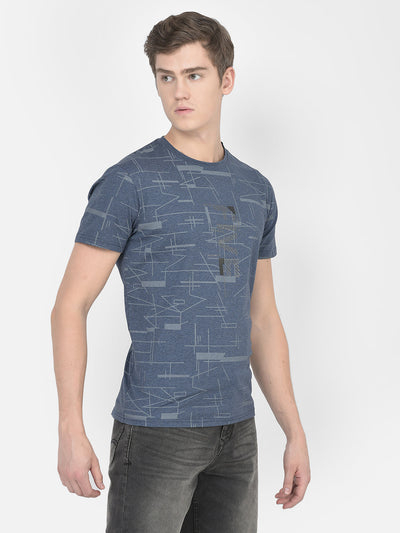  Blue Melange Graphic T-Shirt