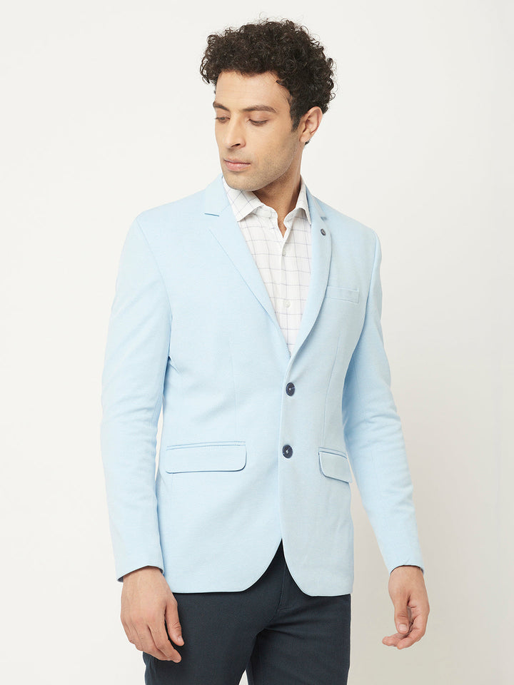  Light Blue Blazer in Textured Print 