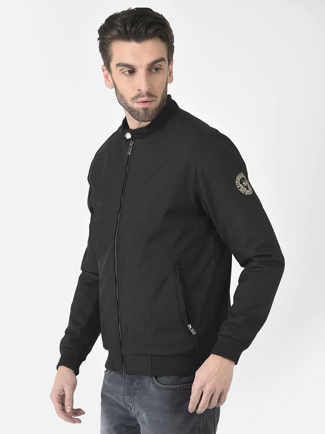  Black Casual Bomber Jacket