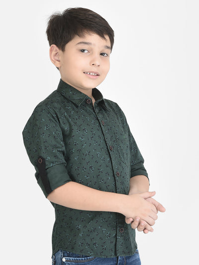 Emerald Green Shirt in Floral Print
