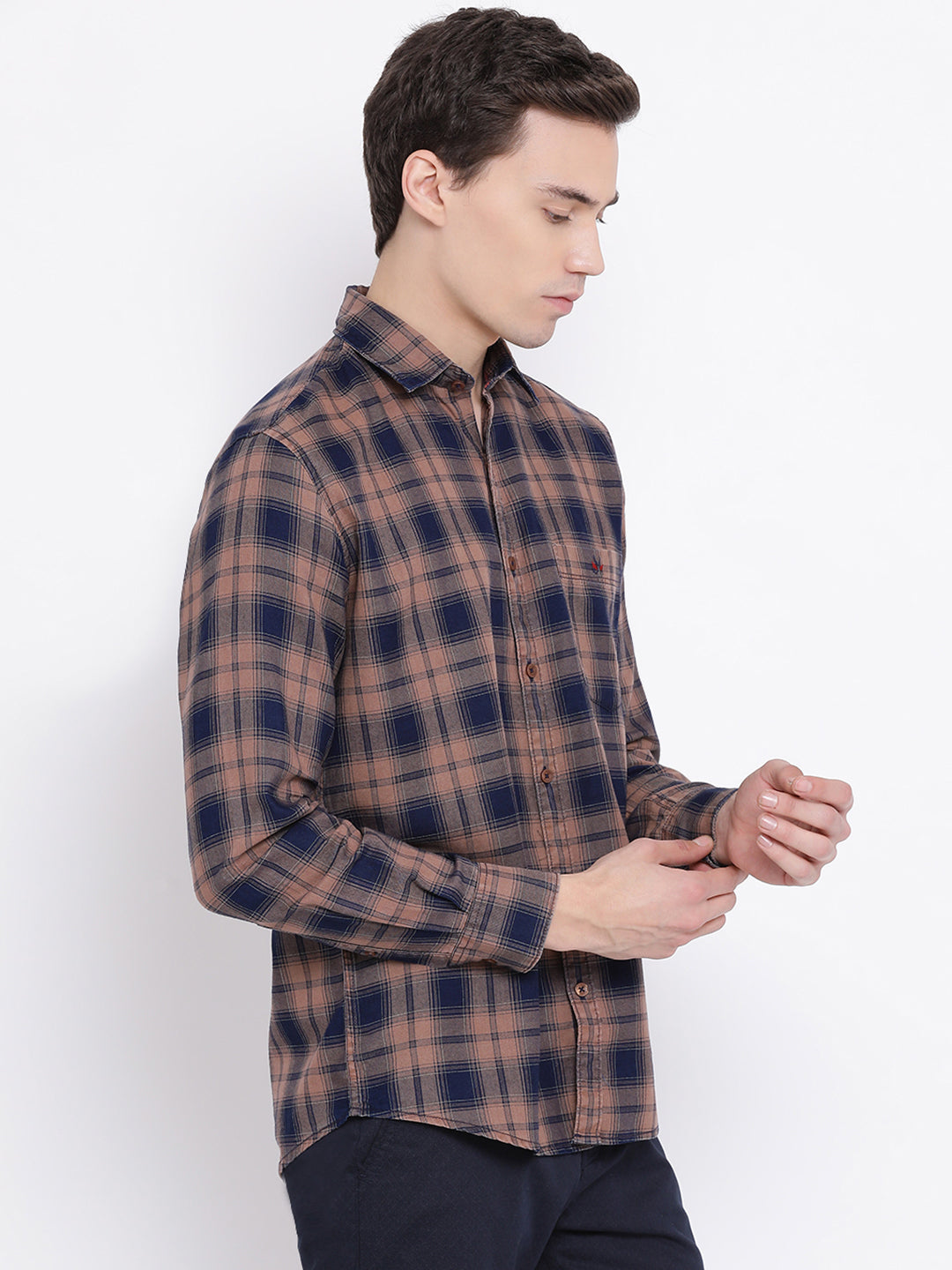 Brown Checked Shirt - Men Shirts