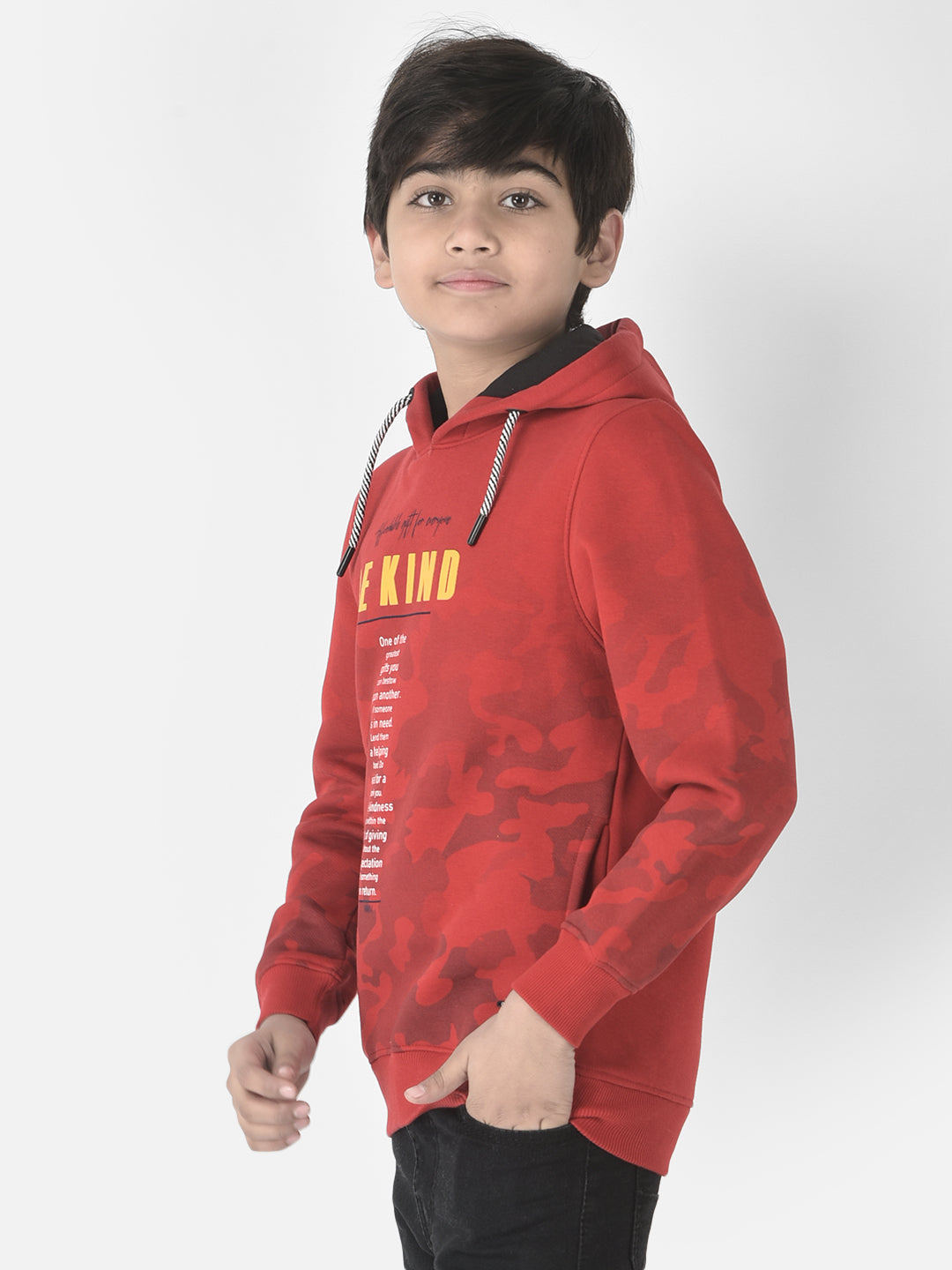  Red Heavy Typography Hoodie