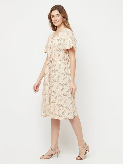 Beige Floral Dress - Women Dresses