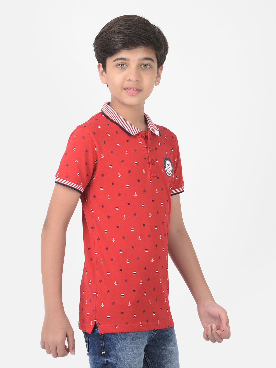 Red Printed Polo T-shirt - Boys T-Shirts