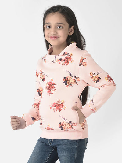  Baby Peach Floral Print Sweatshirt