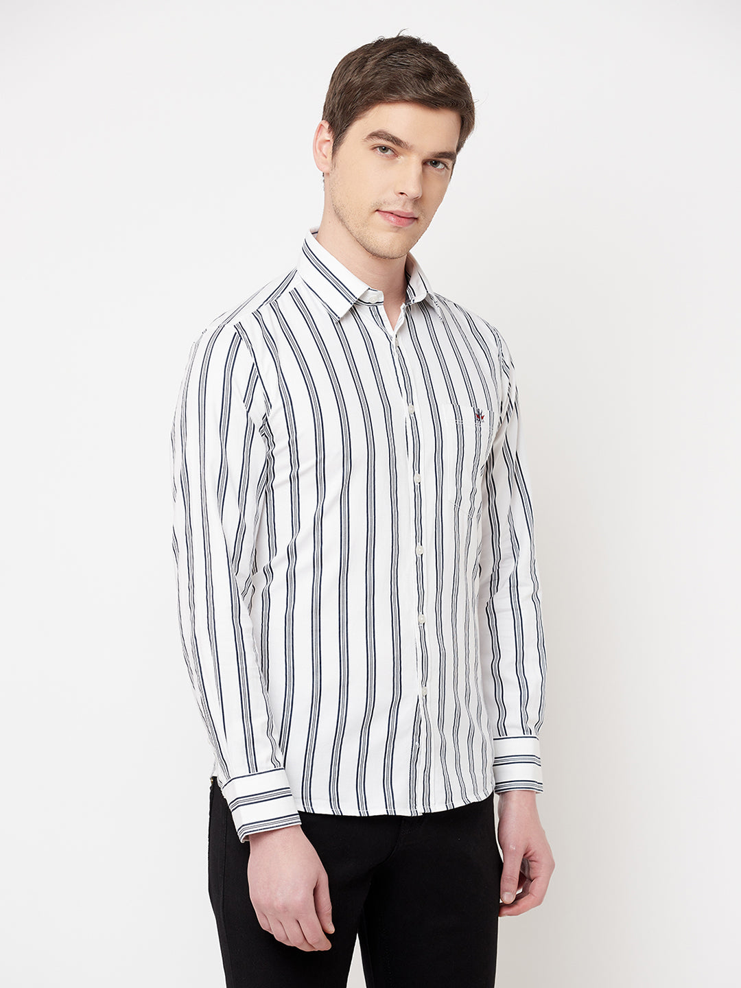 White Striped Casual Shirt - Men Shirts