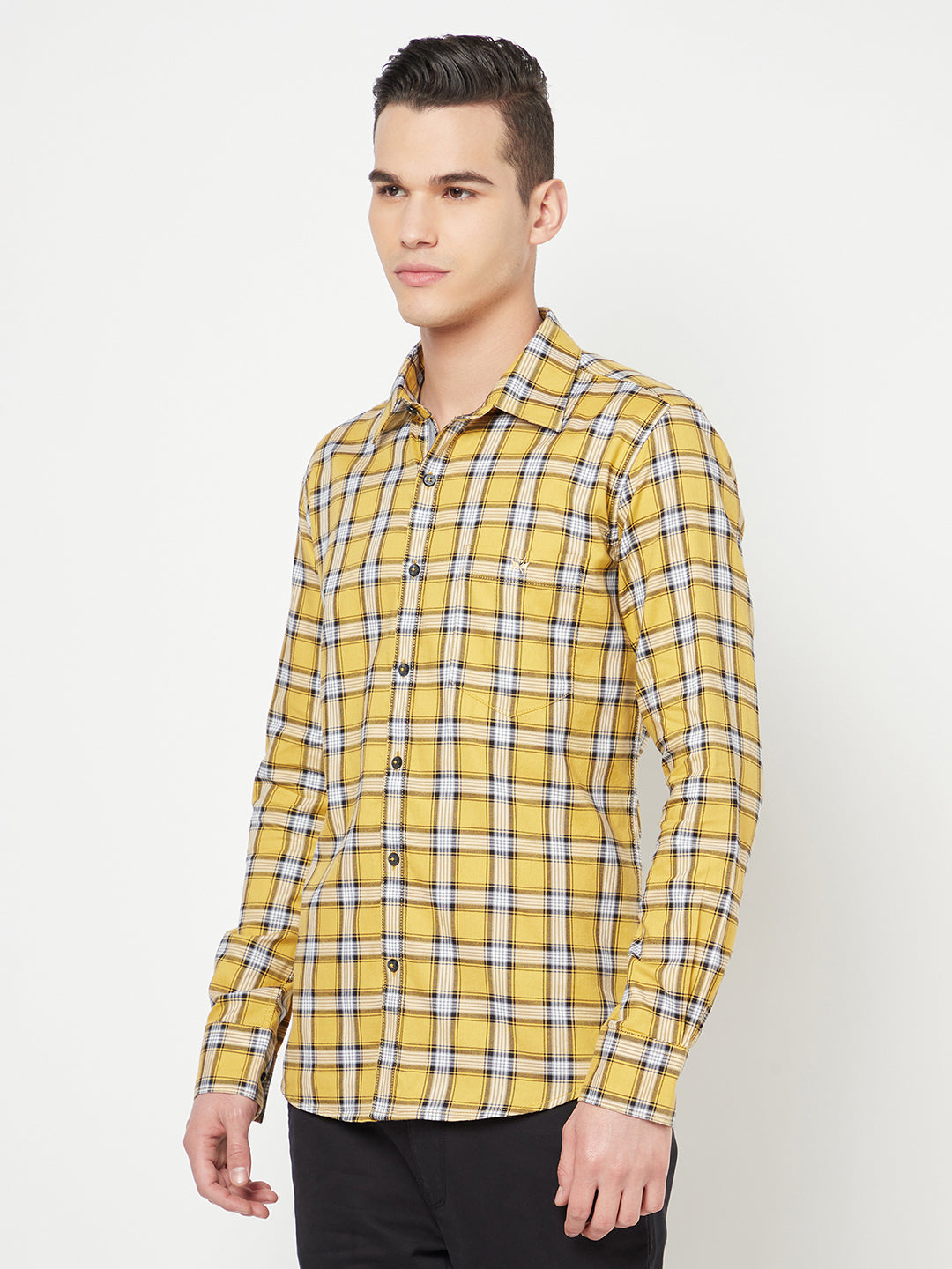 Mustard Checked Shirt - Men Shirts