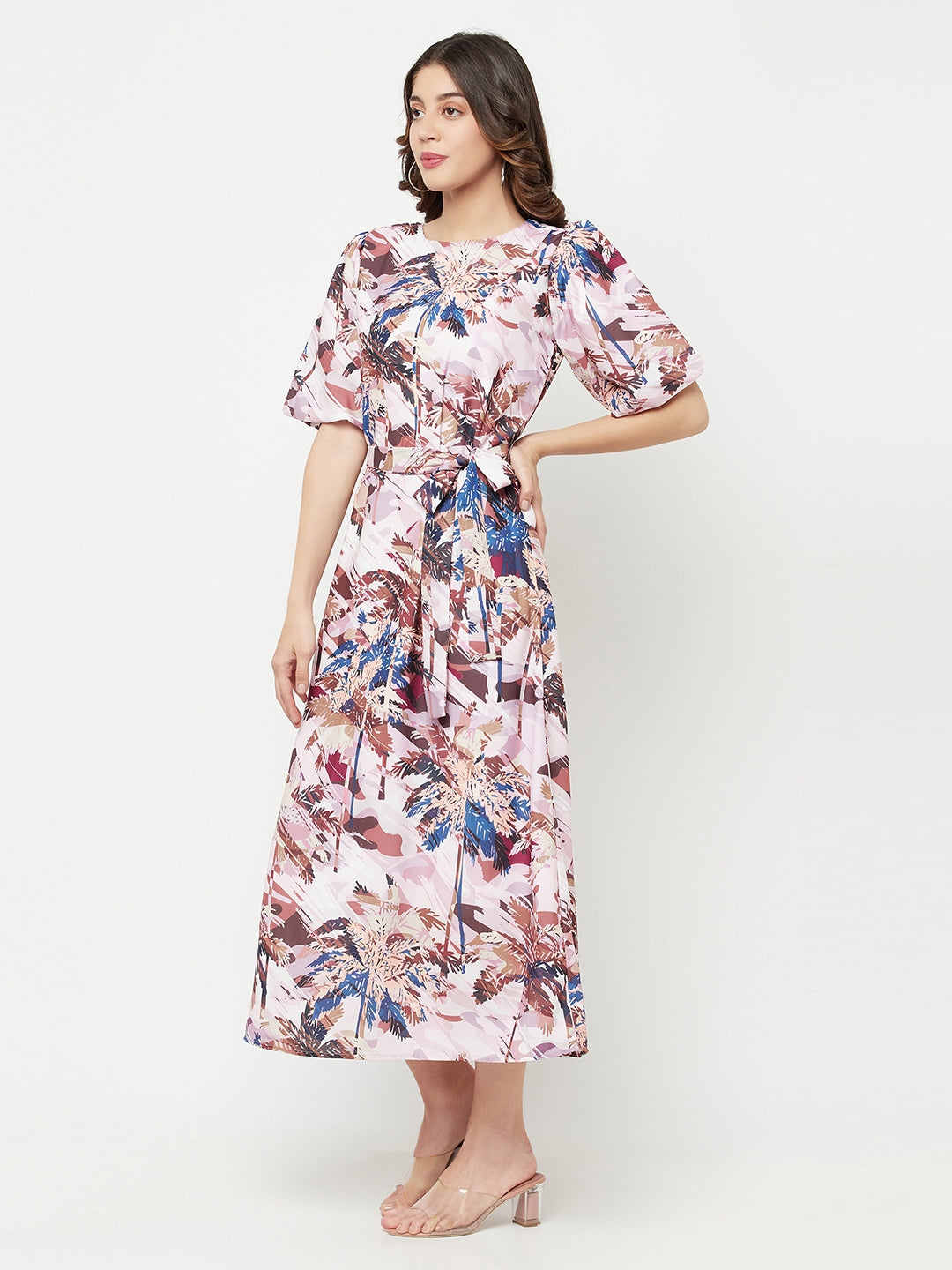 Multi-Coloured Floral Printed Dress - Women Dresses