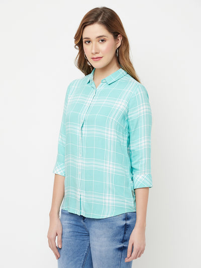 Green Checked Casual Shirt - Women Shirts